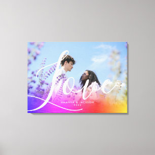 Holography Overlay Couple Photo Love Script Canvas Print