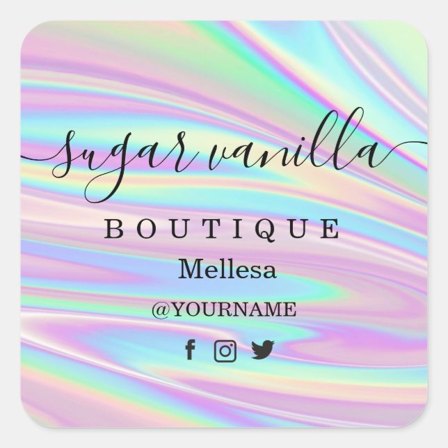 Holography Unicorn Square Sticker (Front)