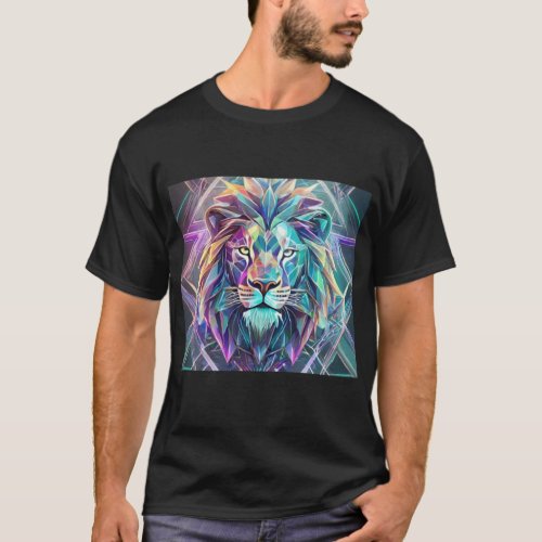 HoloLion Futuristic Geometric Lion T_Shirt