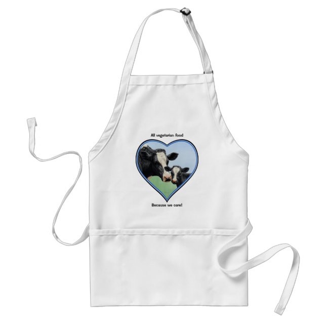 Holstein Calf & Cow Blue Heart Vegetarian Adult Apron (Front)