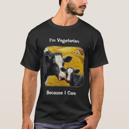 Holstein Cow and Calf Farm Vegetarian T_Shirt