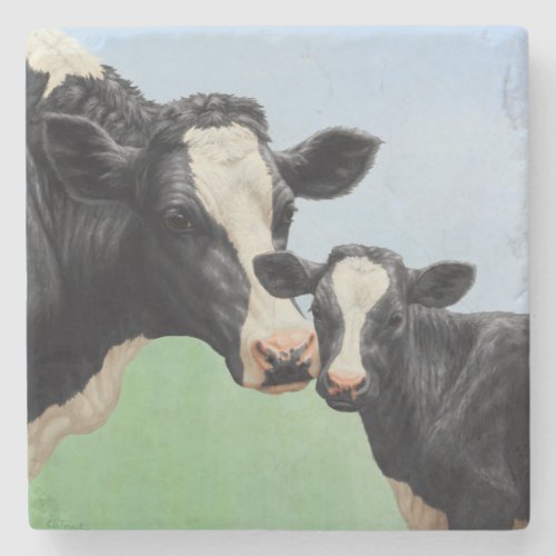 Holstein Cow and Calf Stone Coaster