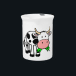 Holstein cow beverage pitcher<br><div class="desc">Cute  Holstein cow chewing grass.</div>