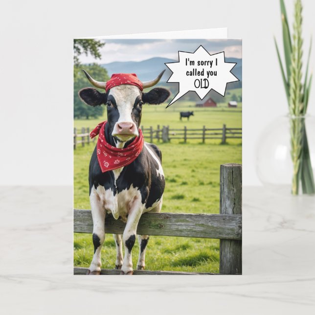Holstein Cow Birthday Humor Card (Front)