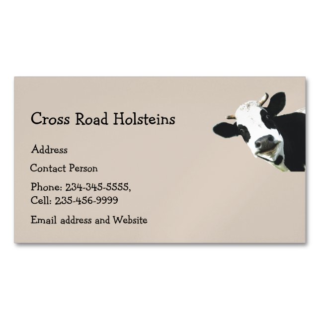 Holstein Cow Breeder Dairy Farm Humor Business Card Magnet (Front)