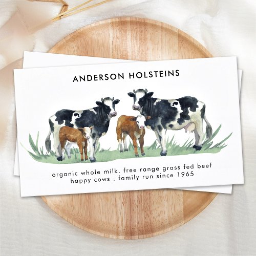 Holstein Cow Breeder Dairy Farm Watercolor Business Card