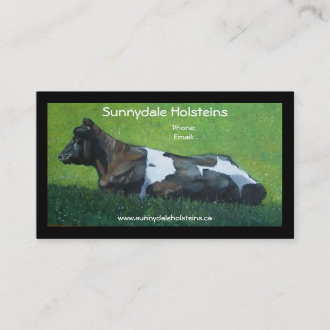 Holstein Cow: Business, Farm: Calendar on Back Business Card (Front)