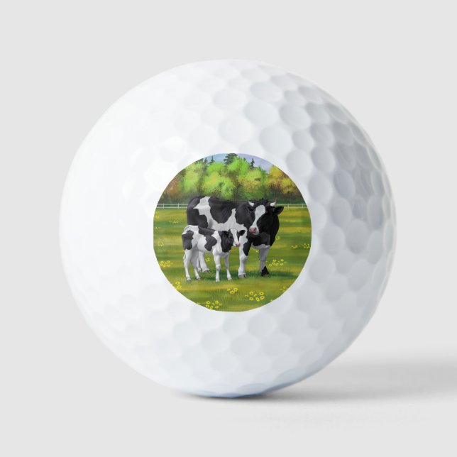 Holstein Cow & Cute Calf Golf Balls (Front)