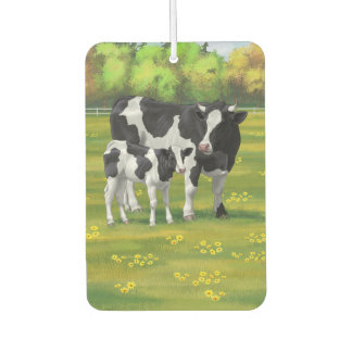Holstein Cow & Cute Calf in Summer Pasture Air Freshener