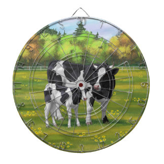Holstein Cow & Cute Calf in Summer Pasture Dart Board