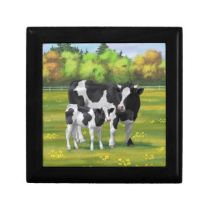 Holstein Cow & Cute Calf in Summer Pasture Gift Box