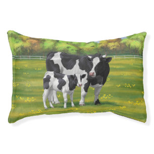 Holstein Cow & Cute Calf in Summer Pasture Pet Bed