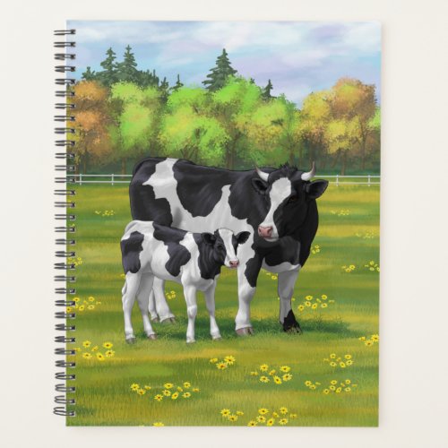 Holstein Cow  Cute Calf in Summer Pasture Planner