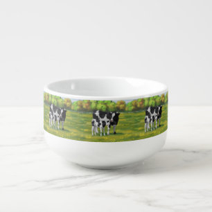 Holstein Cow & Cute Calf in Summer Pasture Soup Mug
