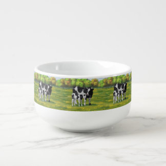 Holstein Cow & Cute Calf in Summer Pasture Soup Mug