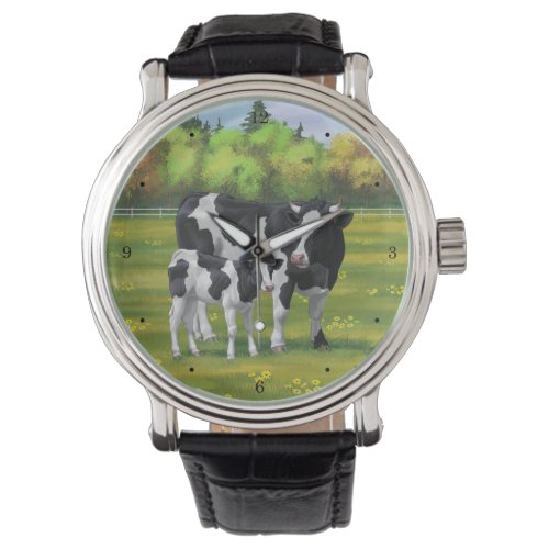 Holstein Cow  Cute Calf in Summer Pasture Watch