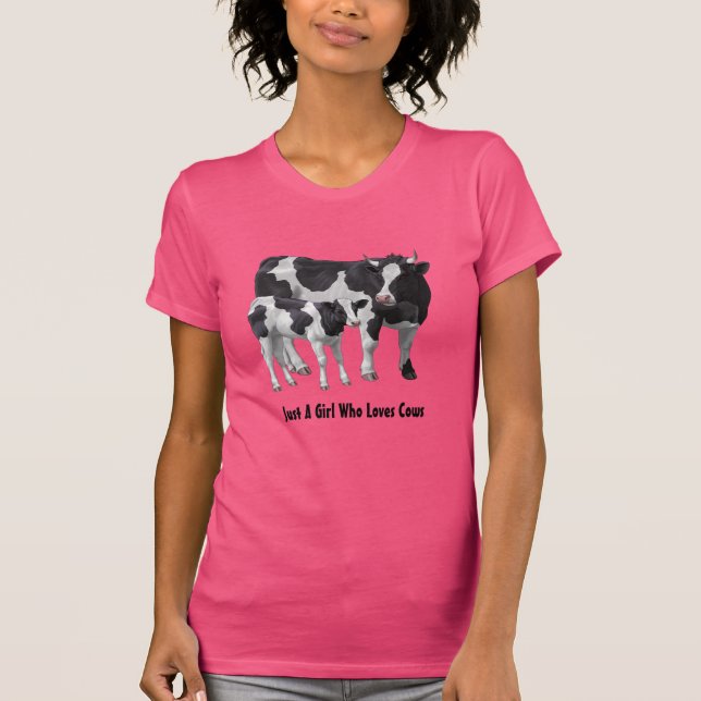 Holstein Cow & Cute Calf Personalize Your Text T-Shirt (Front)