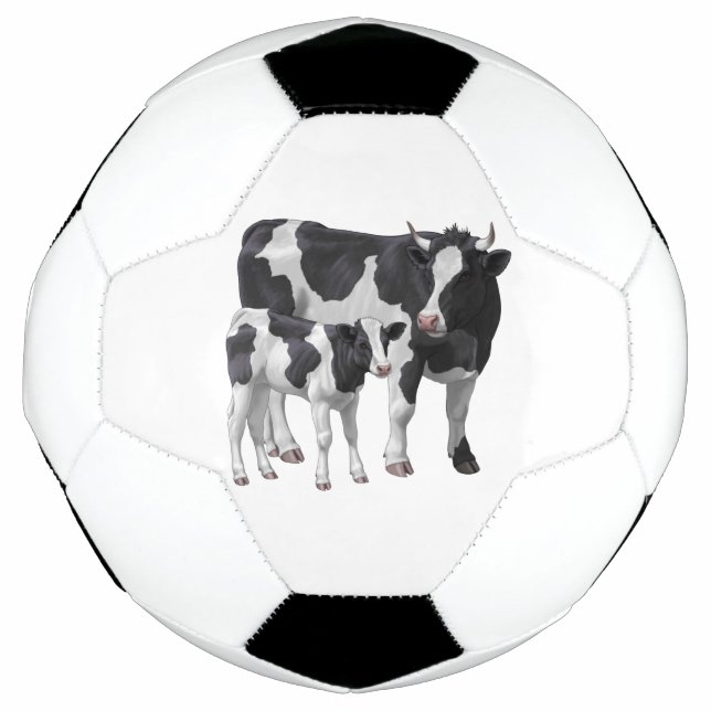 Holstein Cow & Cute Calf Soccer Ball (Front)