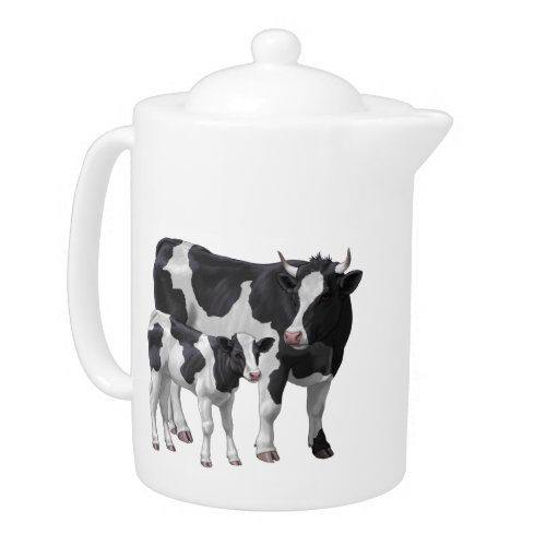 Holstein Cow  Cute Calf Teapot