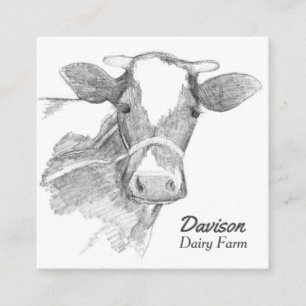 Holstein Cow Dairy Farm Animal Black White Square Business Card
