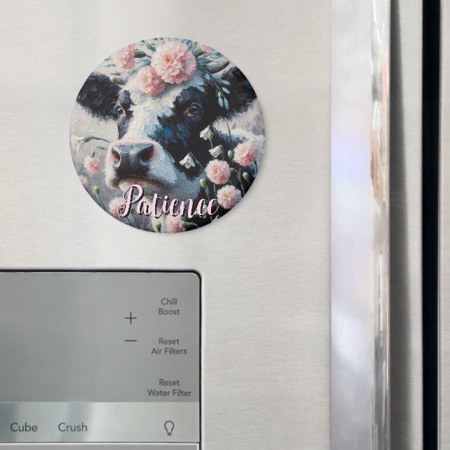 Holstein Cow Flowers Farm Farmhouse Personalized Magnet (In Situ (Fridge))