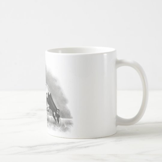 Holstein Cow Grazing: Realism Pencil Drawing Coffee Mug