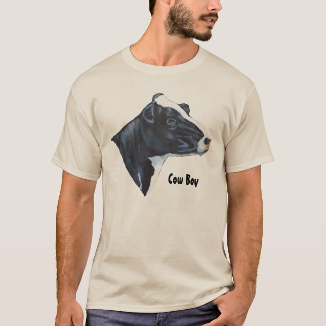 Holstein Cow Head: Painting: Cow Boy, Farmer T-Shirt (Front)