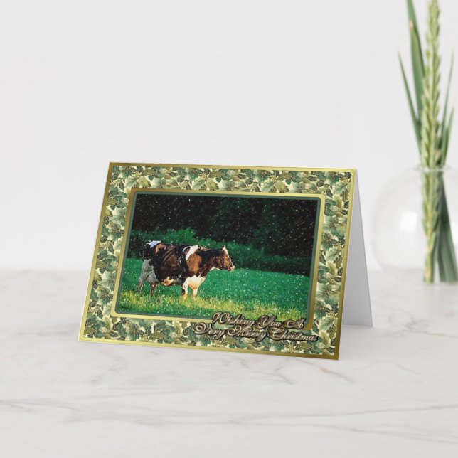 Holstein Cow Heifer Blank Christmas Card (Front)