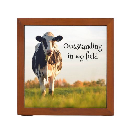 Holstein Cow in Autumn Pasture Desk Organizer