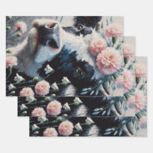 Holstein Cow in Flowers Farm Farmhouse Decoupage Wrapping Paper Sheets