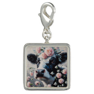 Holstein Cow in Flowers Farm Farmhouse Painting Charm