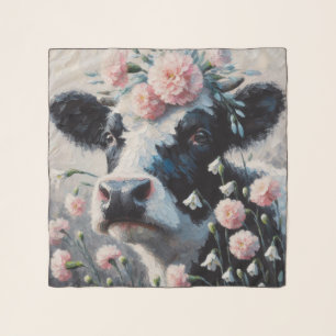Holstein Cow in Flowers Farm Farmhouse Painting Scarf