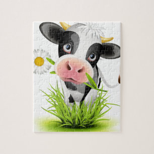 Holstein cow in grass jigsaw puzzle