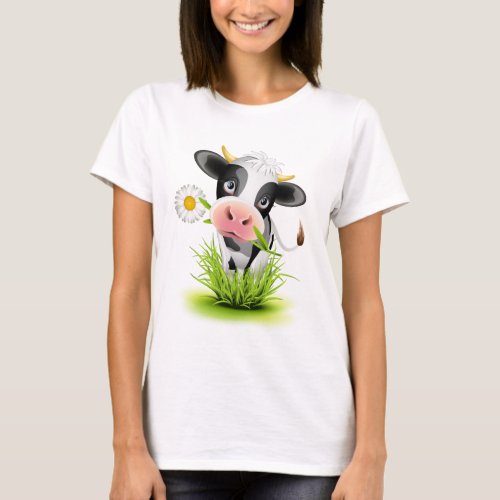 Holstein cow in grass T_Shirt