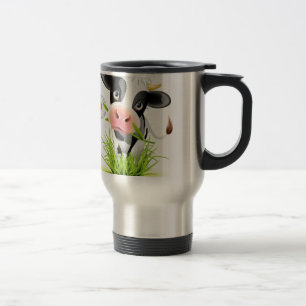 Holstein cow in grass travel mug