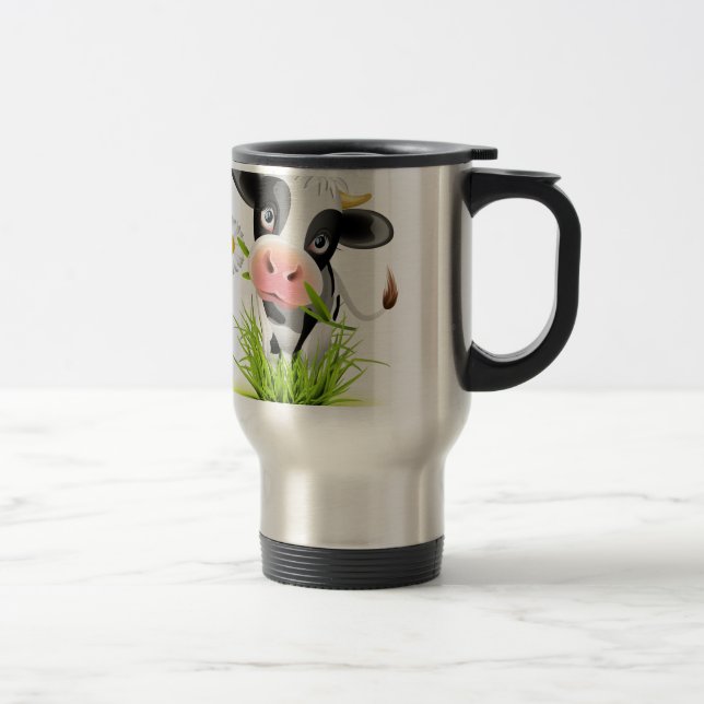Holstein cow in grass travel mug (Right)