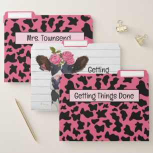Holstein Cow in Pink - File Folder Set