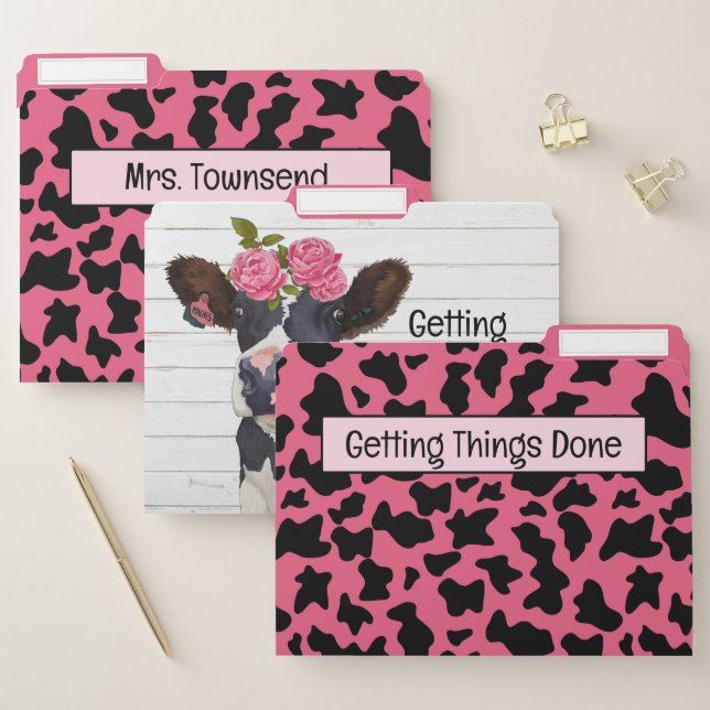 Holstein Cow in Pink - File Folder Set (Set)