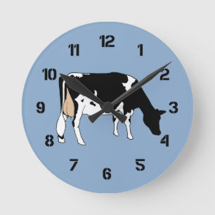 Holstein Cow: Original Drawing: Farm, Dairy Round Clock
