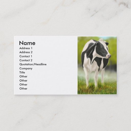 Customizable Holstein Cow Profile Card Business Card