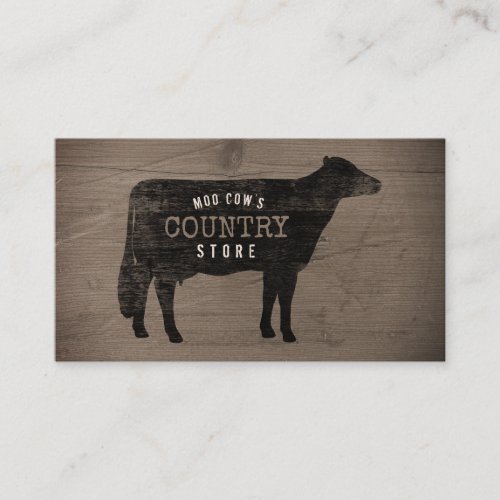 Holstein Cow Silhouette Rustic Style Business Card