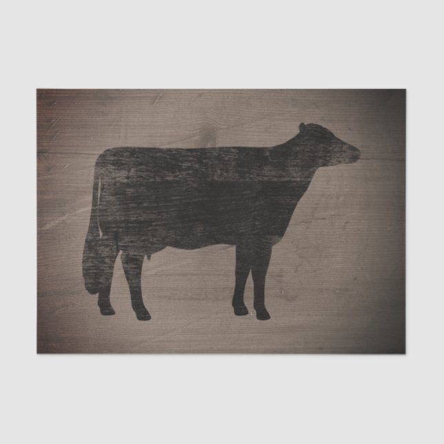 Holstein Cow Silhouette Rustic Style Cute Country Tissue Paper (Front)