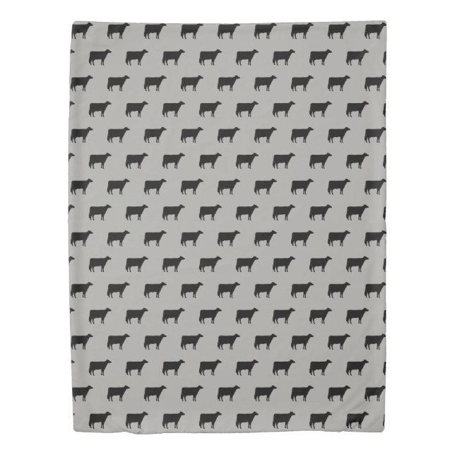 Holstein Cow Silhouettes Pattern Grey and Black Duvet Cover (Front)