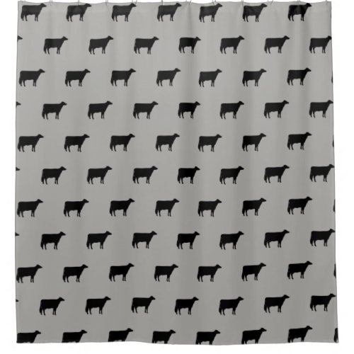 Holstein Cow Silhouettes Pattern Grey and Black Shower Curtain