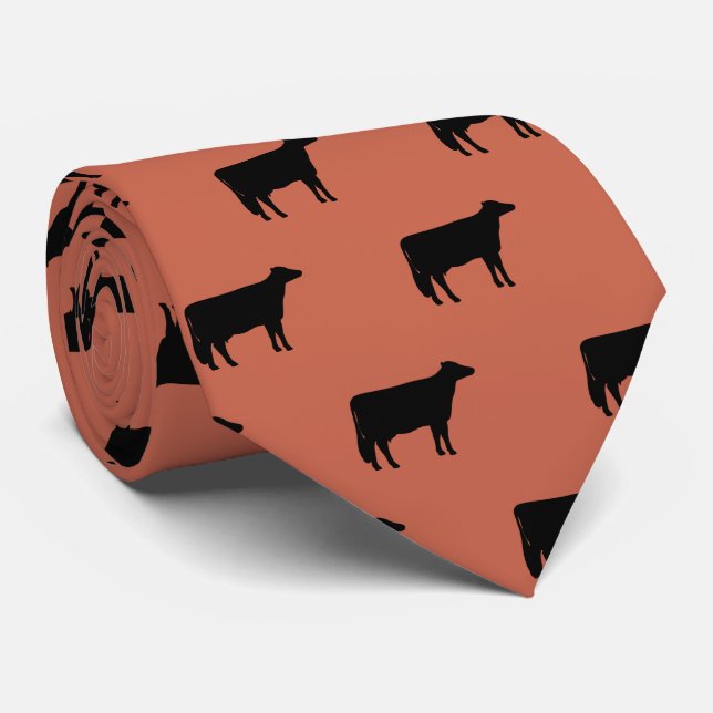 Holstein Cow Silhouettes Pattern Neck Tie (Rolled)