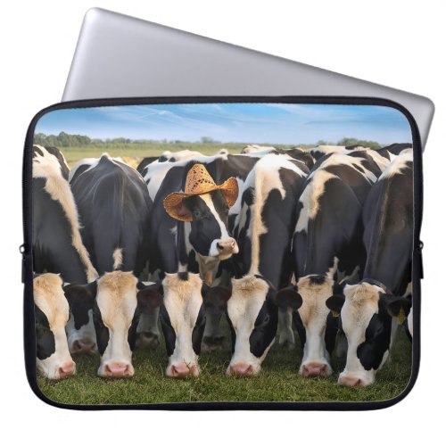 Holstein Cow Wearing a Cowboy Hat Laptop Sleeve