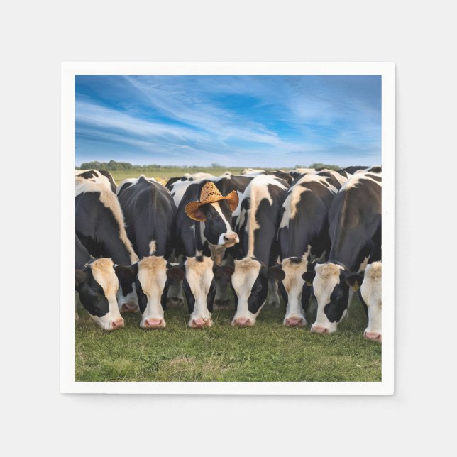 Holstein Cow Wearing a Cowboy Hat Napkins (Front)