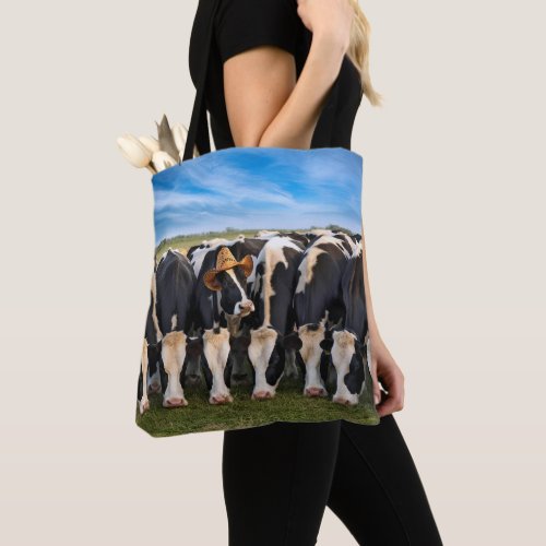 Holstein Cow Wearing a Cowboy Hat Tote Bag