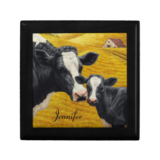 Holstein Cows and Old Wood Barn Keepsake Box