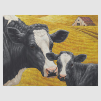 Holstein Cows and Old Wood Barn Tissue Paper